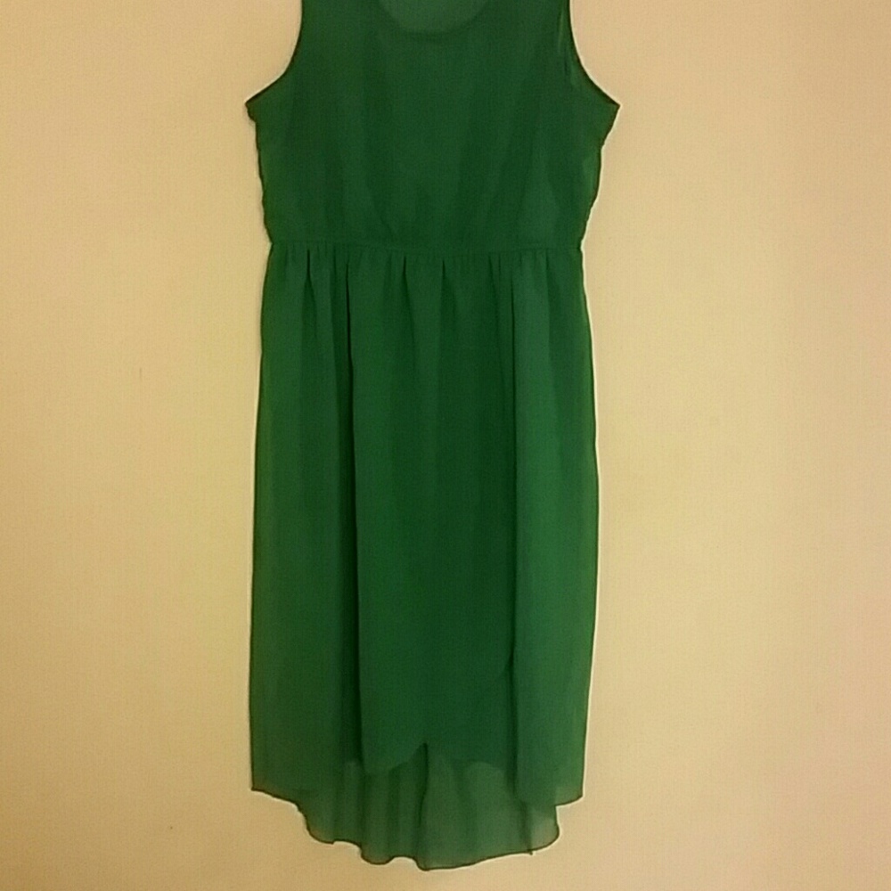 Sleeveless Green 100% Polyester Dress